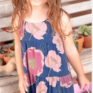 Cinnamon Girl Lil Ava Blue and Pink Peonies Dress